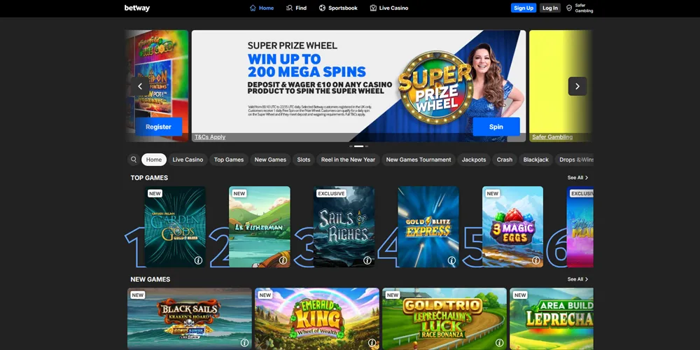 Betway Casino homepage